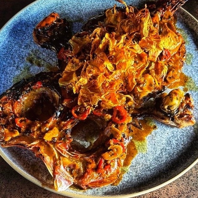Butterflied Grilled Alfonsino with Mussels and Globe Artichoke Crisps