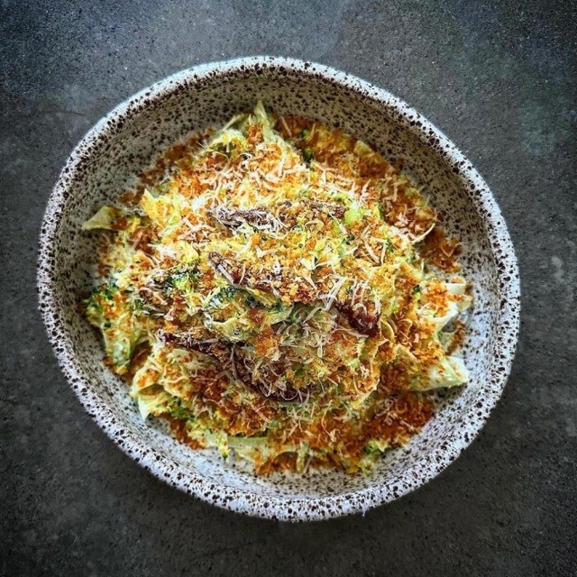 Raw Broccoli Caesar Salad