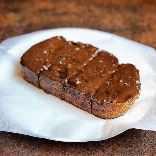 Dark Chocolate on Grilled Sourdough with Olive Oil and Sea Salt