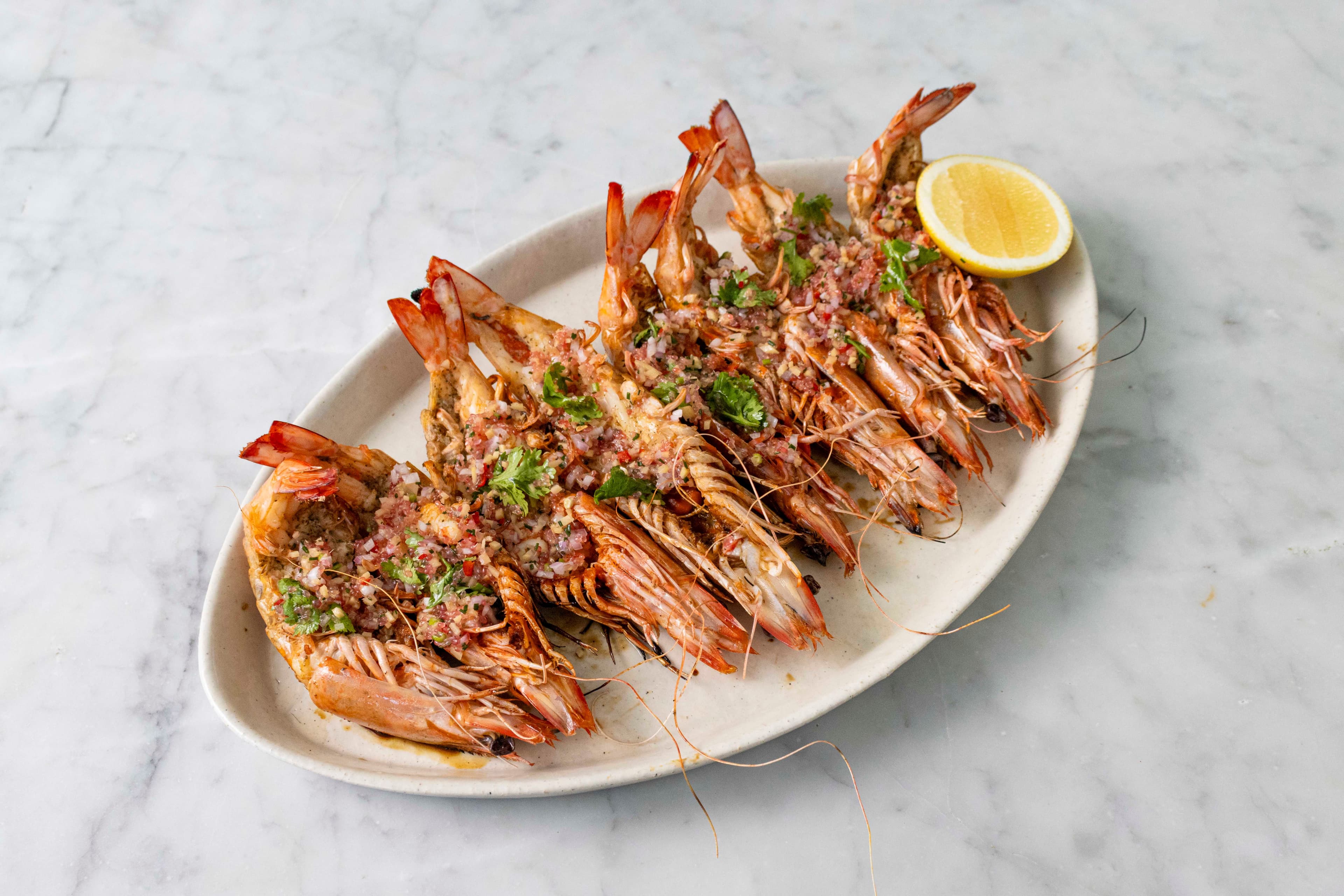Grilled Prawns with Lemon Myrtle Butter and Fingerlime recipe preview