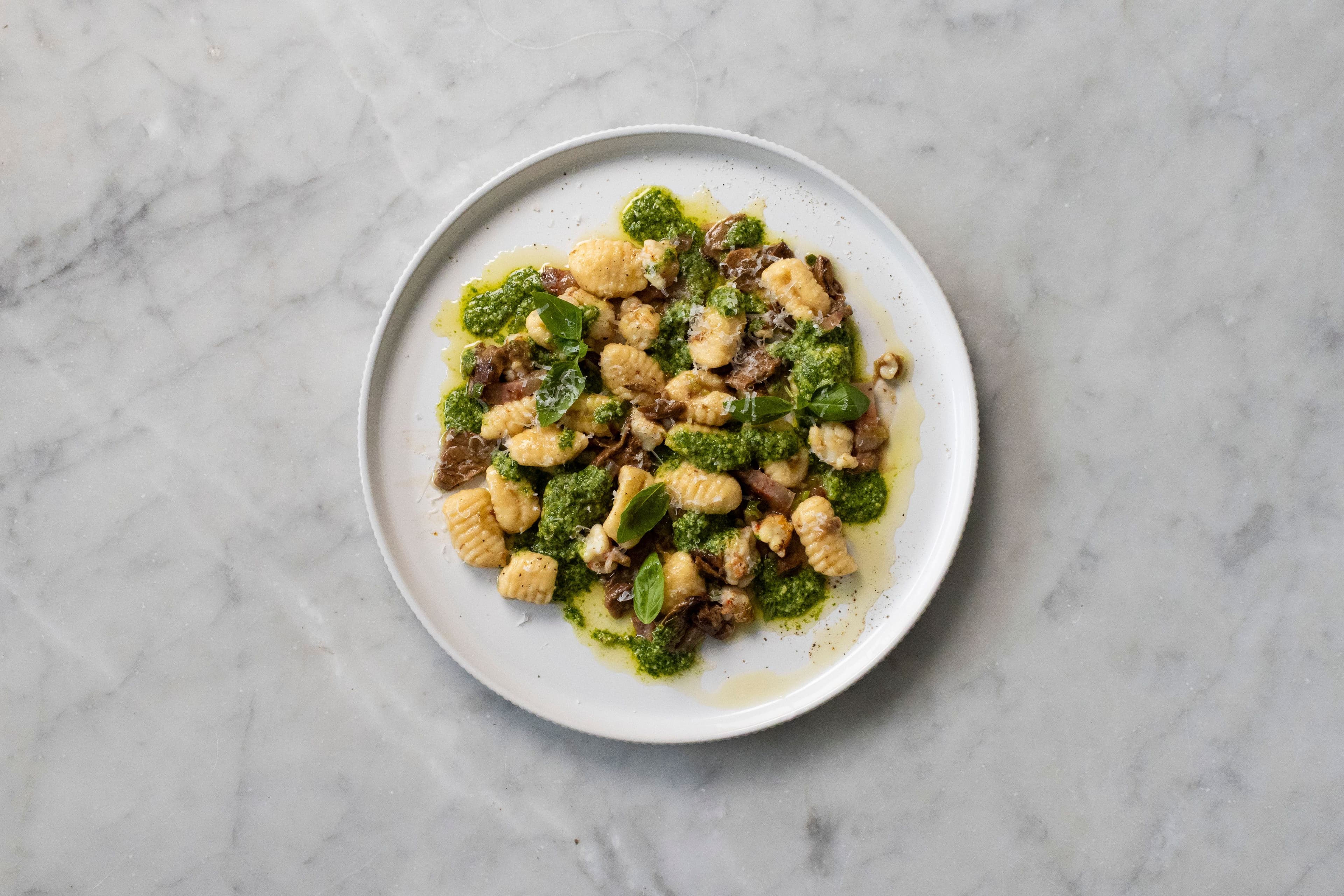 Ricotta Gnocchi with Prawn, Porcini and Pesto recipe preview