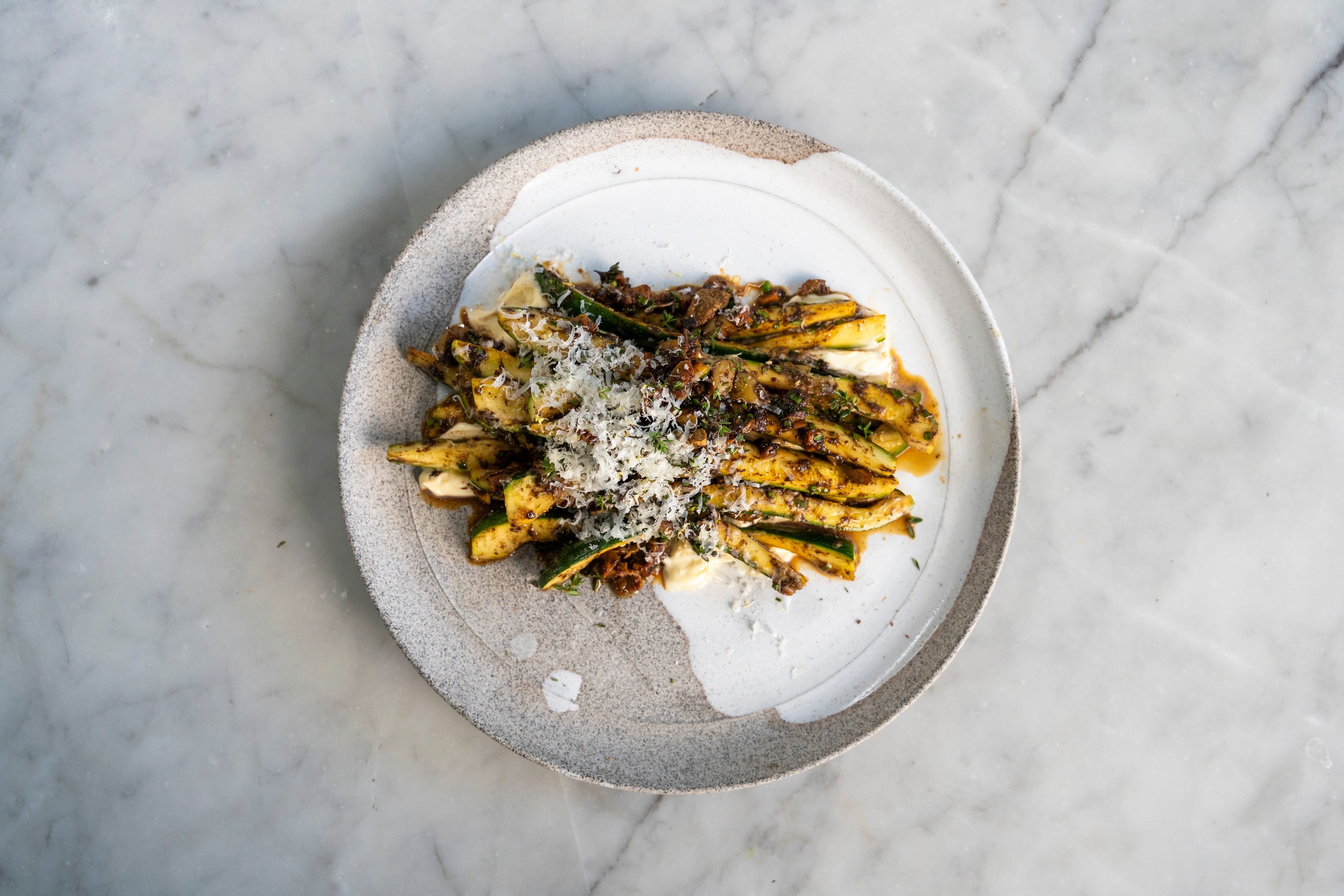 Zucchini, Black Garlic and Parmesan Salad