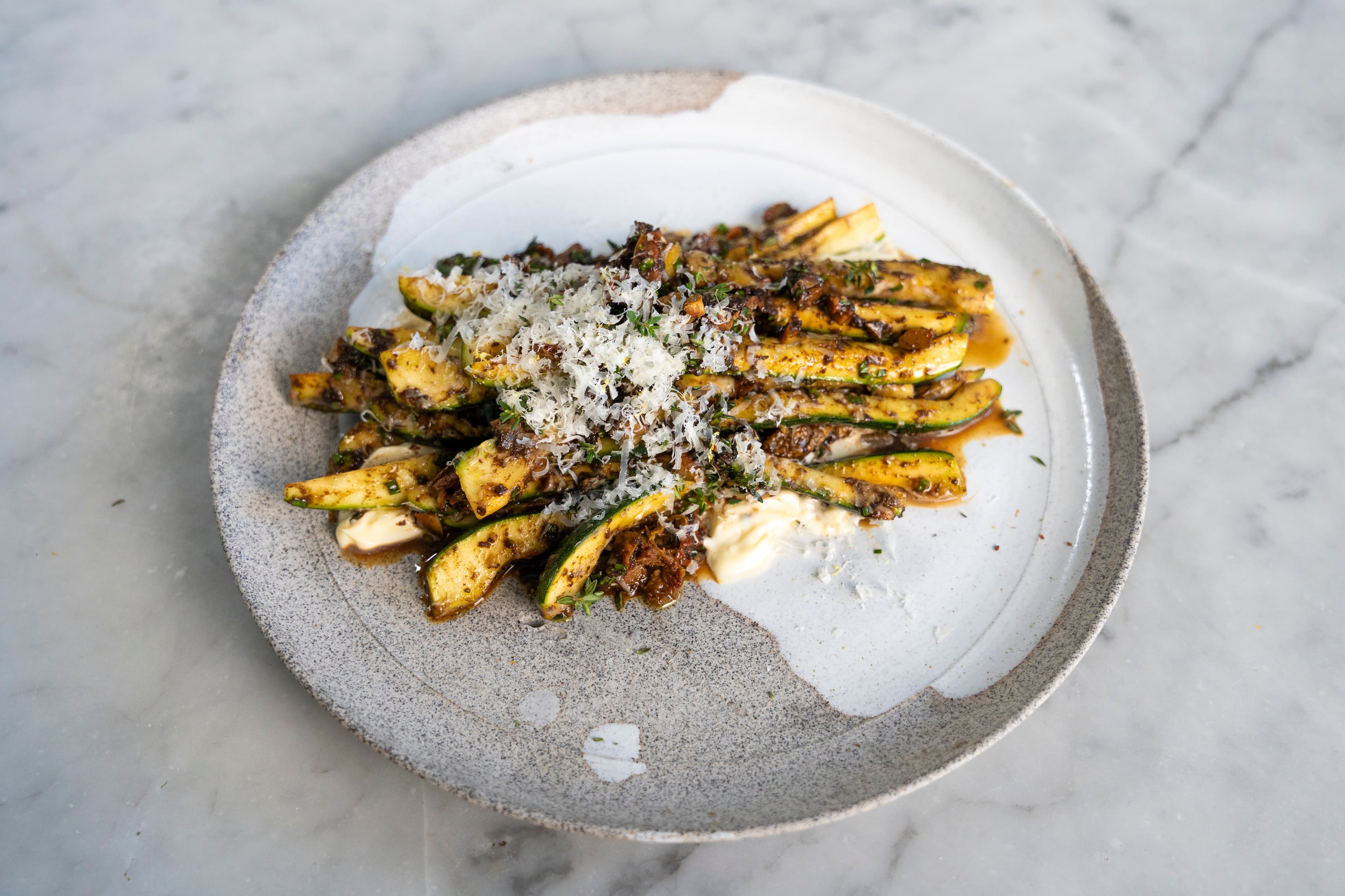 Zucchini, Black Garlic and Parmesan Salad