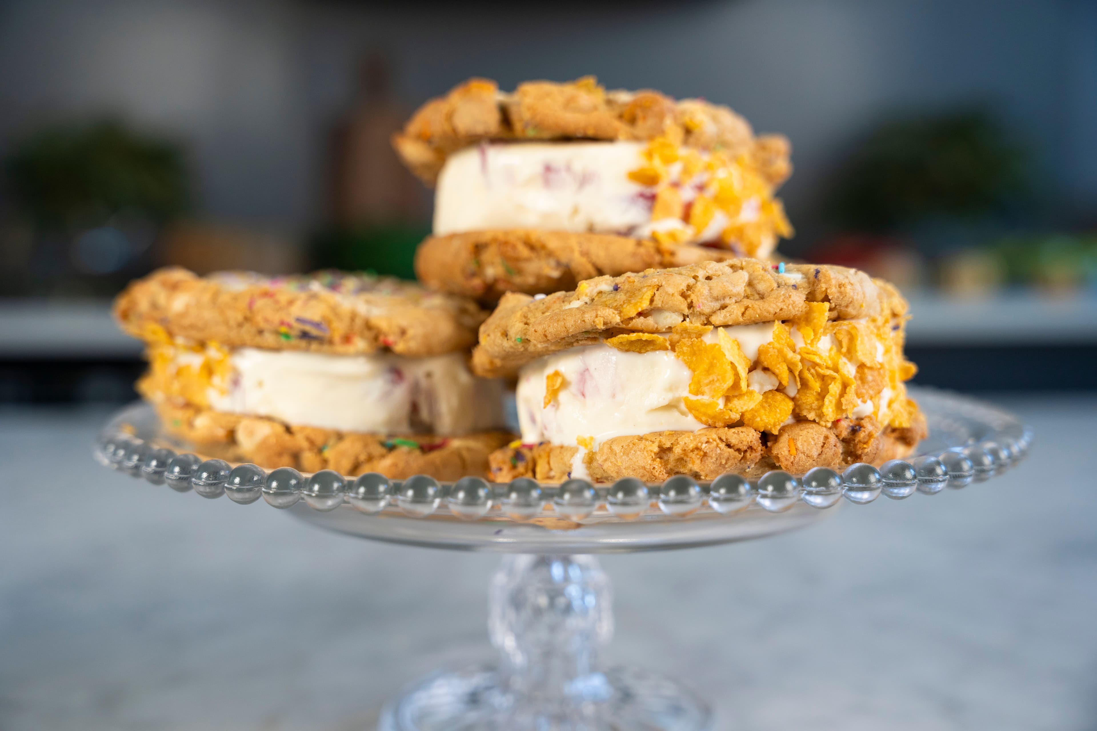 Strawberry and Cornflake Ice Cream Sandwich