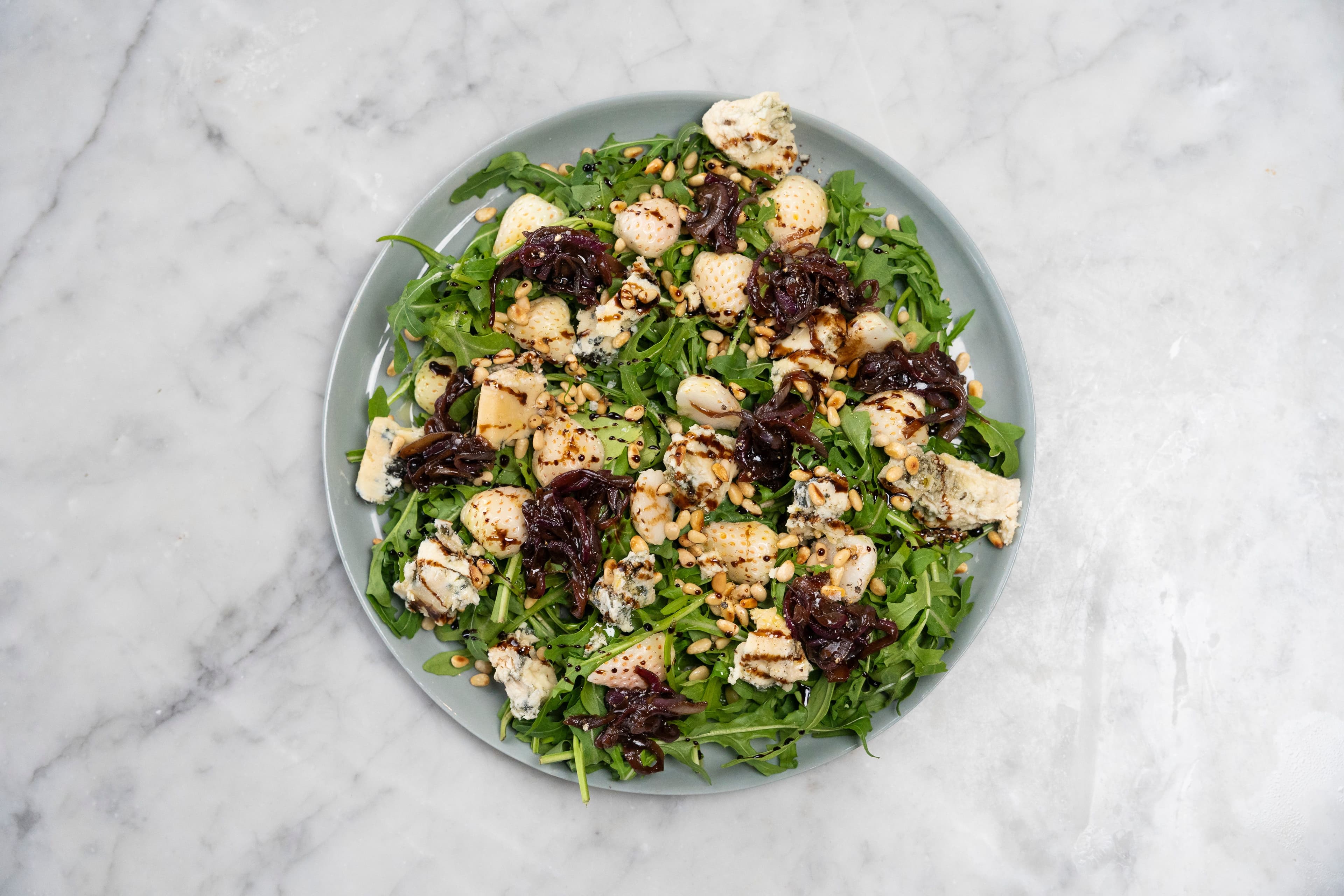 White Strawberry, Blue Cheese and Rocket Salad