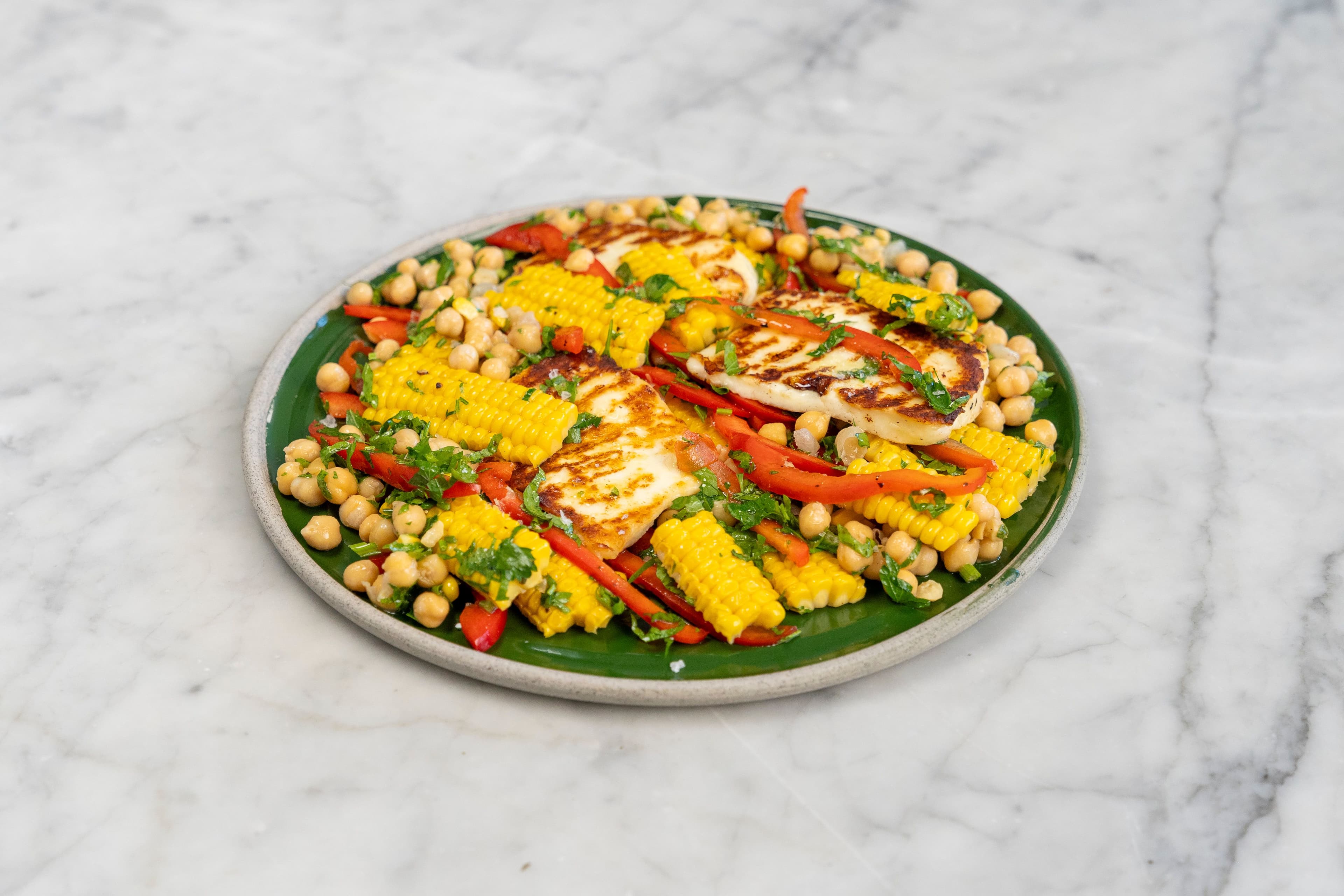 Chickpea and Fried Halloumi Salad