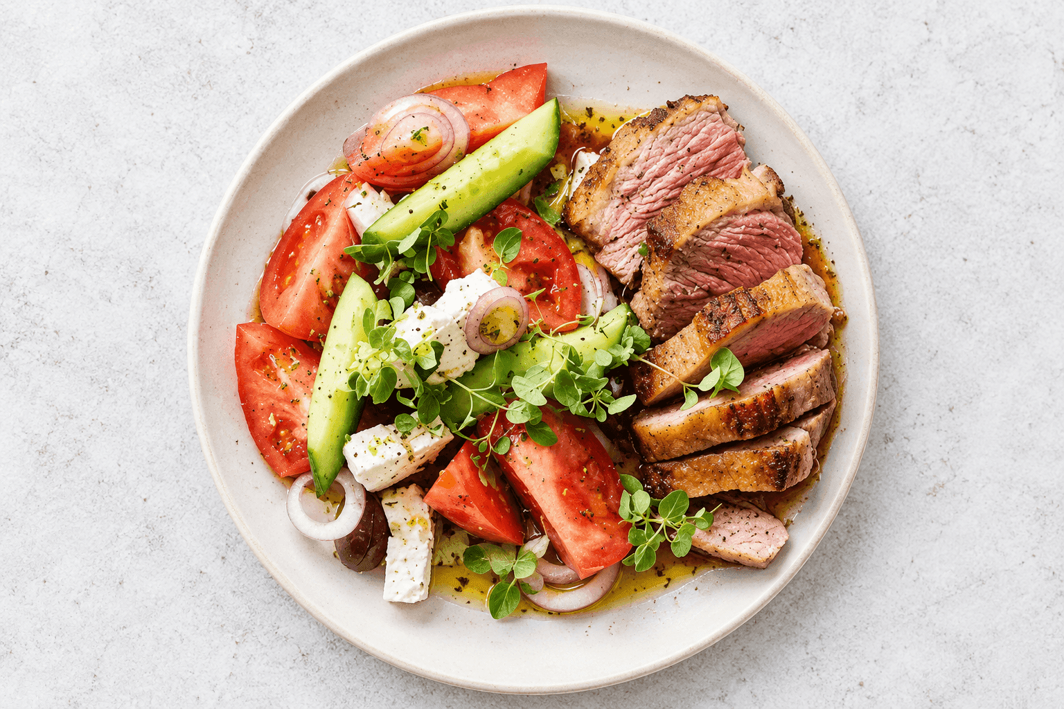 BBQ Lamb Greek Salad