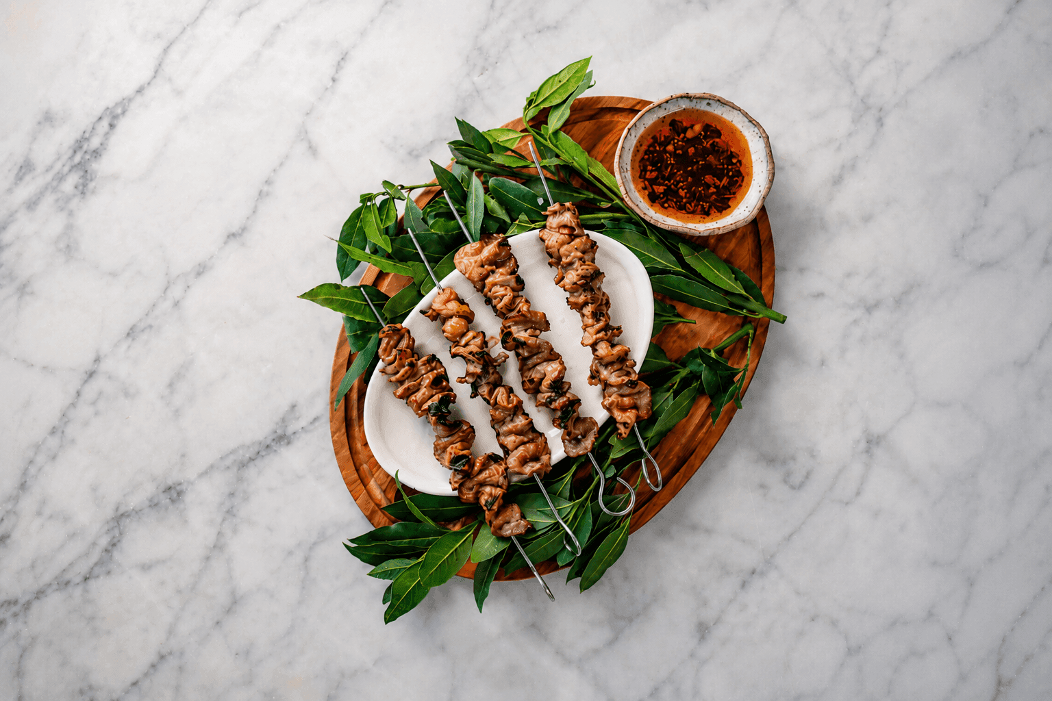Short Rib Skewers with Miso-Mustard Dressing