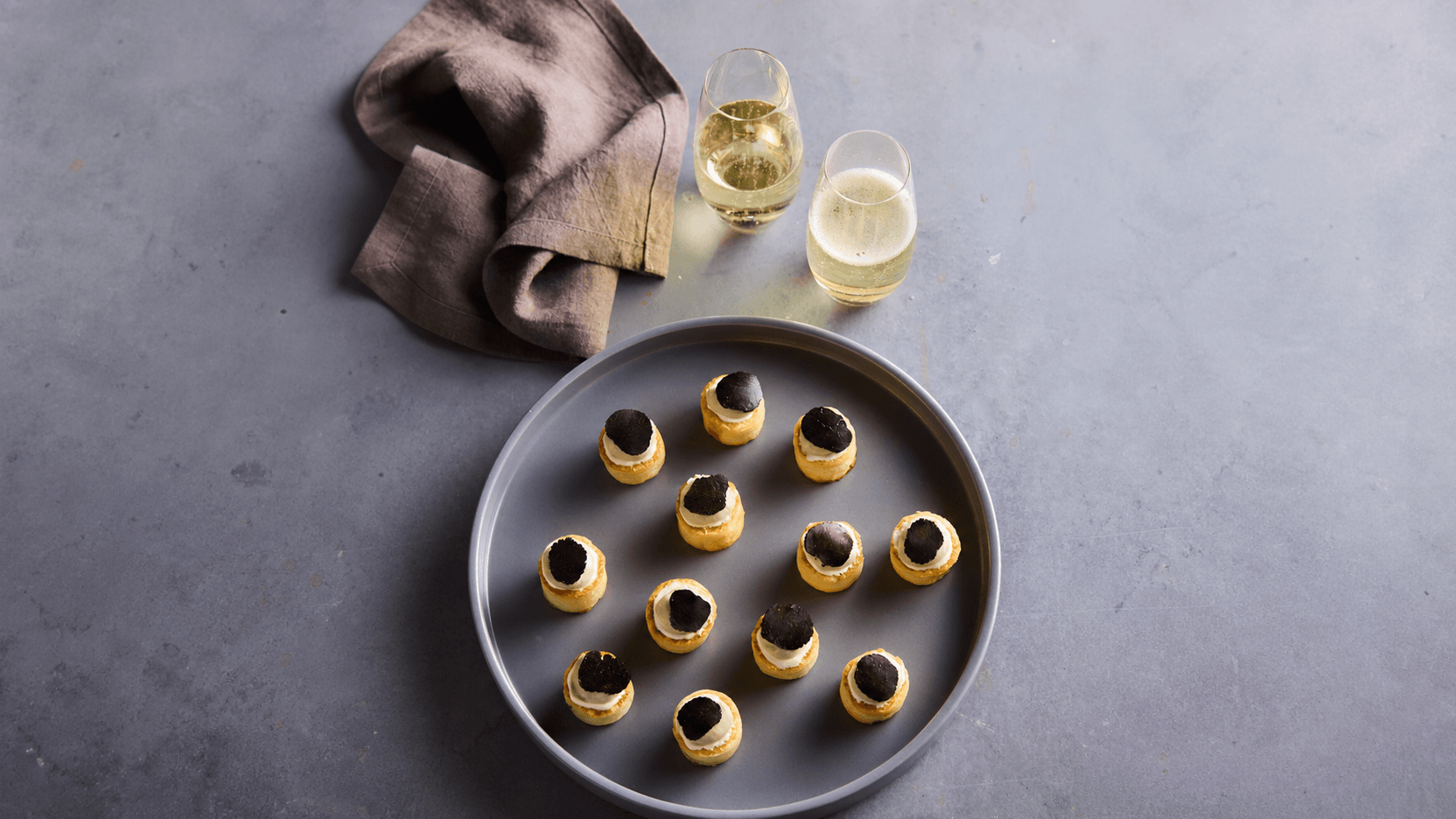 Crumpets with Smoked Eggplant & Black Truffle