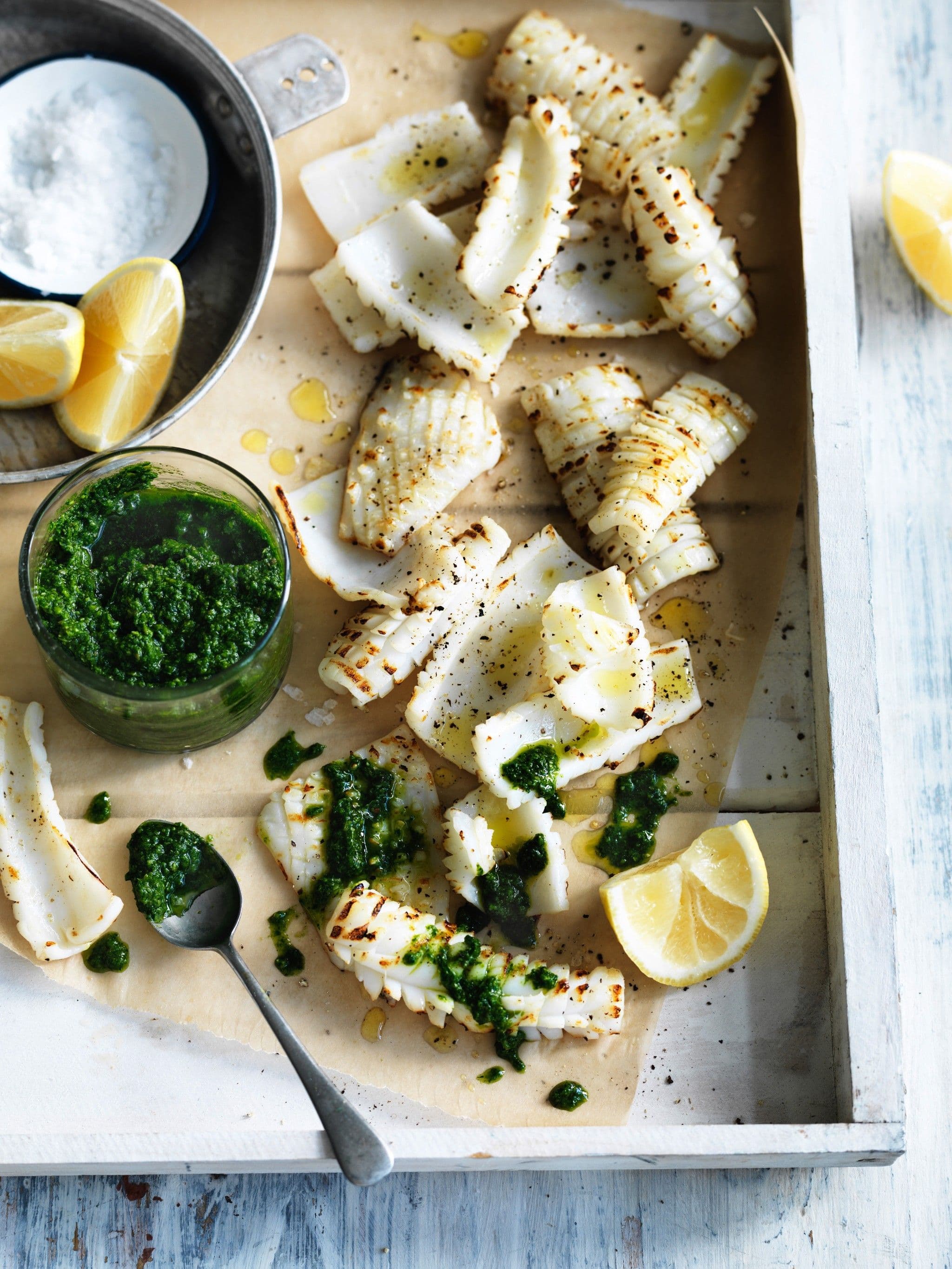 Barbecued Calamari with Salsa Verde