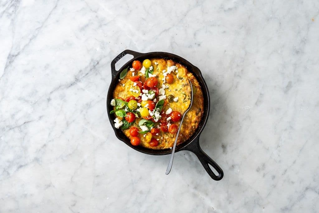 Open Potato, Tuna and Feta Omelette with Tomato Salad recipe preview
