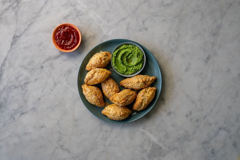 Mini Beef Pasties with Mushy Peas